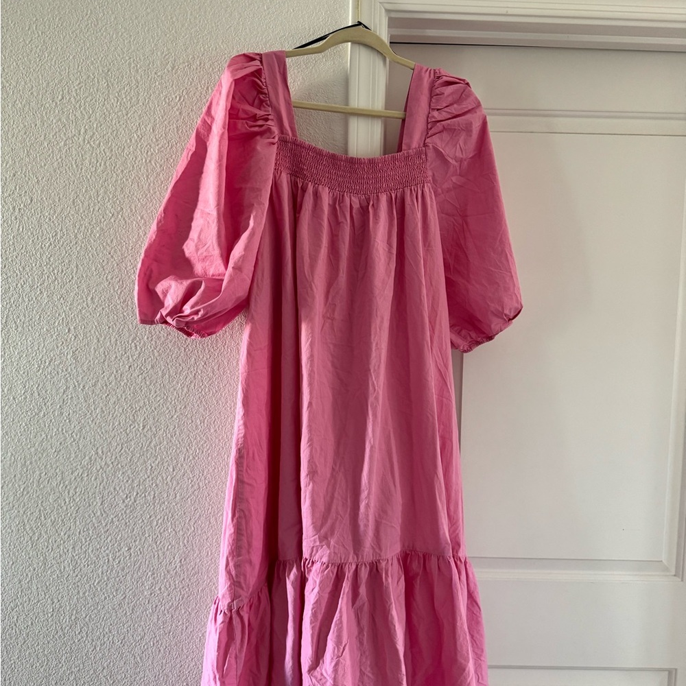 H&M Bright Pink Puff Sleeve Dress
